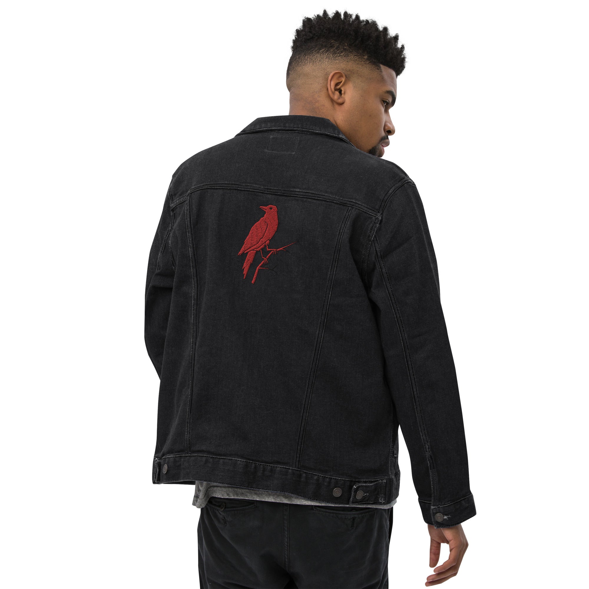 Unisex Jeansjacke Crow bestickt